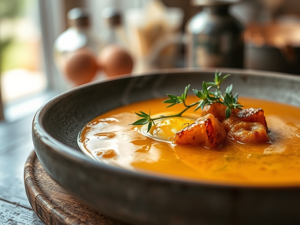 Kraeutersuppe mit Ei